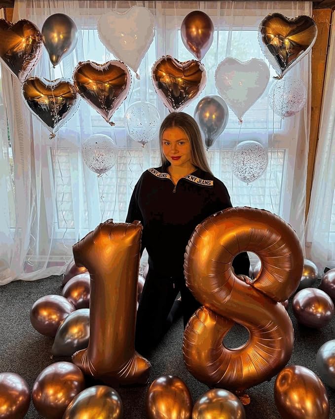 7 Balloon - Brown Birthday Number Balloons, 40 Inch Decorations Men Women | - Image 9