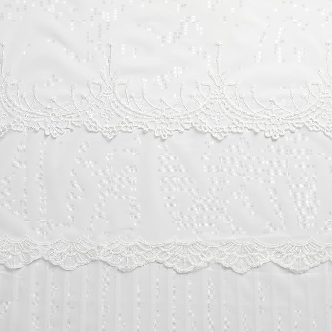 White Sheer Voile Curtains White Embossed European 54Wx63L Inch | Light - Image 7