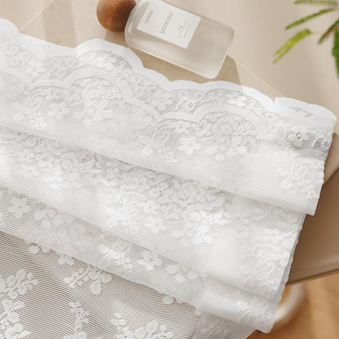 Anmao Vintage Lace Curtains 54 Inches Long 2 Panels Set, Romantic Elegant Light - Image 8