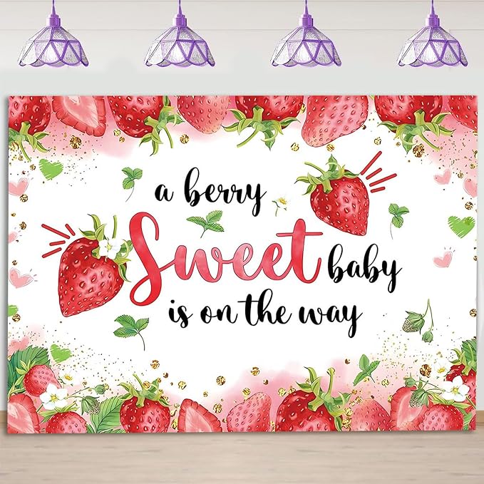 10x8 ft Strawberry Baby Shower Photo Banner Strawberry Girl Baby Shower Newborn - Image 5