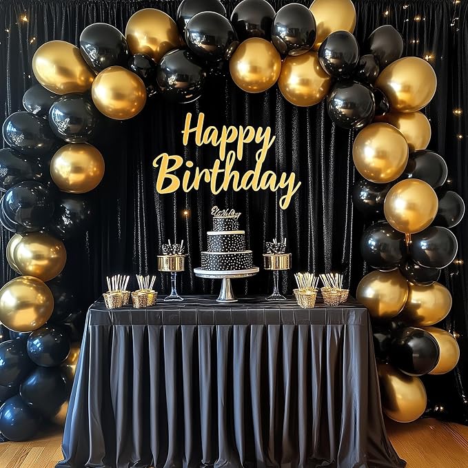 RUBFAC Black and Gold Balloons 129pcs Different Sizes 18 12 10 5 Inch | Latex - Image 7
