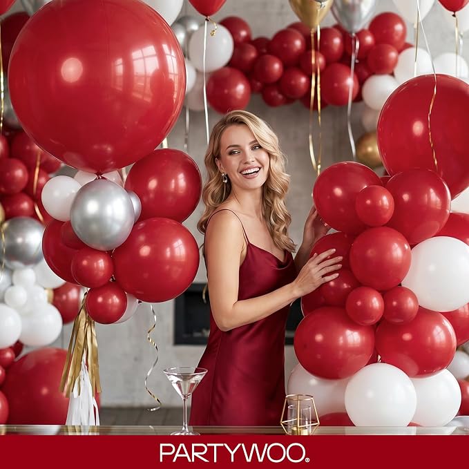 PartyWoo Burgundy Balloons 100pcs Dark Red Maroon Ruby Red Color | 36 18 12 10 - Image 6