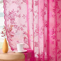 Raspberry Lace Curtains 84 Inches Long 2 Panels Vintage Floral Sheer Curtains by SEEKRIGHTHomeDecor