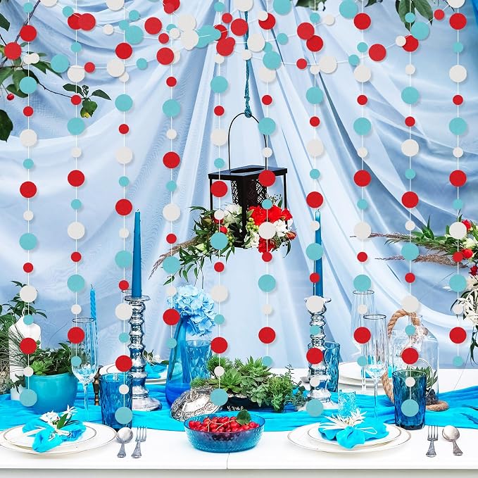 Outus 10 Pieces Colorful Circle Garland Banner Hanging Paper Dot Decorations - Image 5