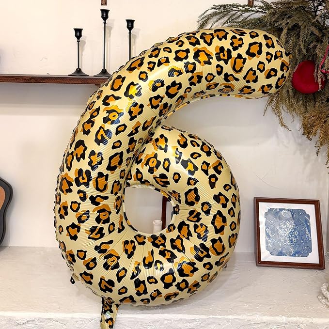 Leopard Print Bow Balloons Birthday Decorations 40Inch Cheetah Number 8 Foil - Image 5