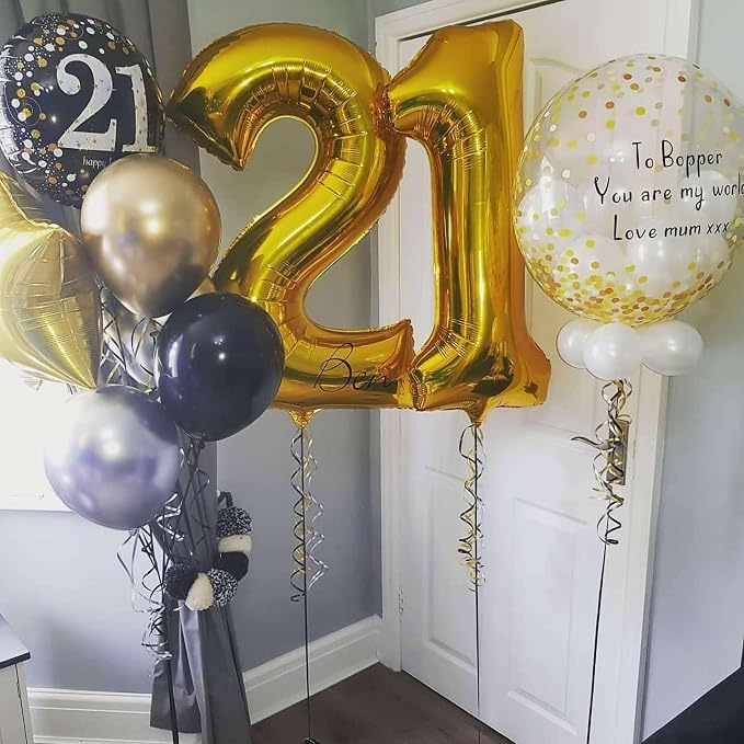Gold 28 Number Balloons, 40 Inch Giant Number 28 Balloons Foil Mylar Helium - Image 7