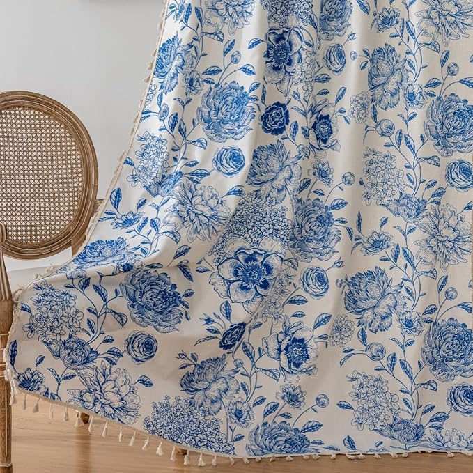 F-CHU Boho Curtains for Living Room 96 Inch Length French Country Floral Drapes - Image 7