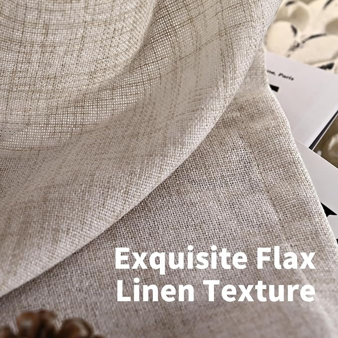 YoungsTex 68 Inch Length Linen Semi Sheer Curtains 2 Panels - Image 4