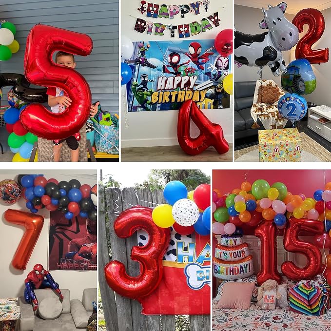 40 inch Number Balloon 0-9 Red Large Number 7 Balloons, Digital Balloons - Image 5