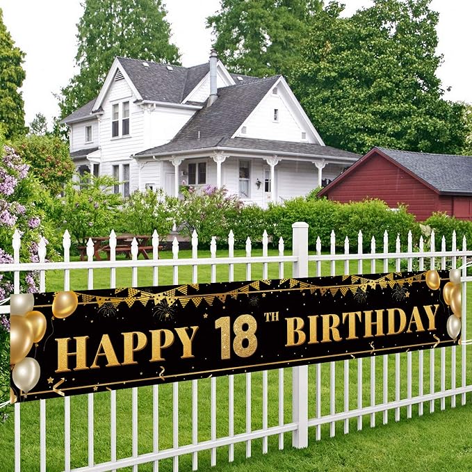 Large Happy 18th Birthday Decoration Banner, 18th Birthday Party Decorations - Image 5