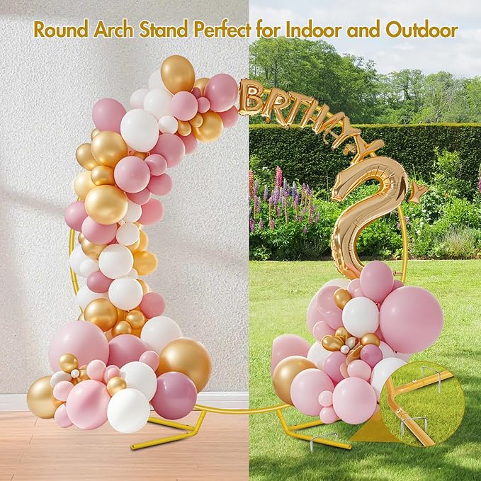 Nisoger 7.2FT Round Backdrop Stand, Circle Gold Balloon Wedding Arch Frame | - Image 9
