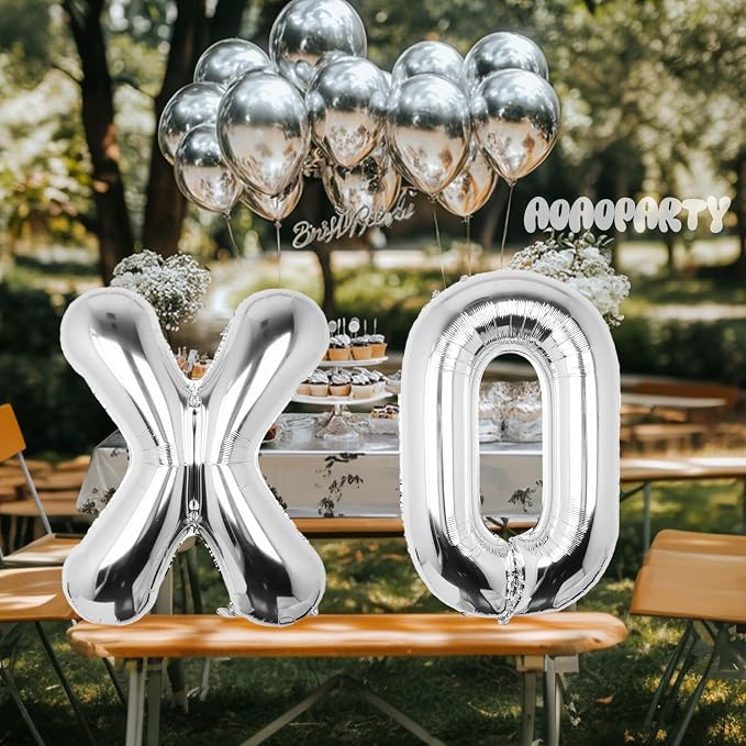 Letter Balloons Silver 40 Inch M Large Big Foil Mylar Balloon | - Image 4