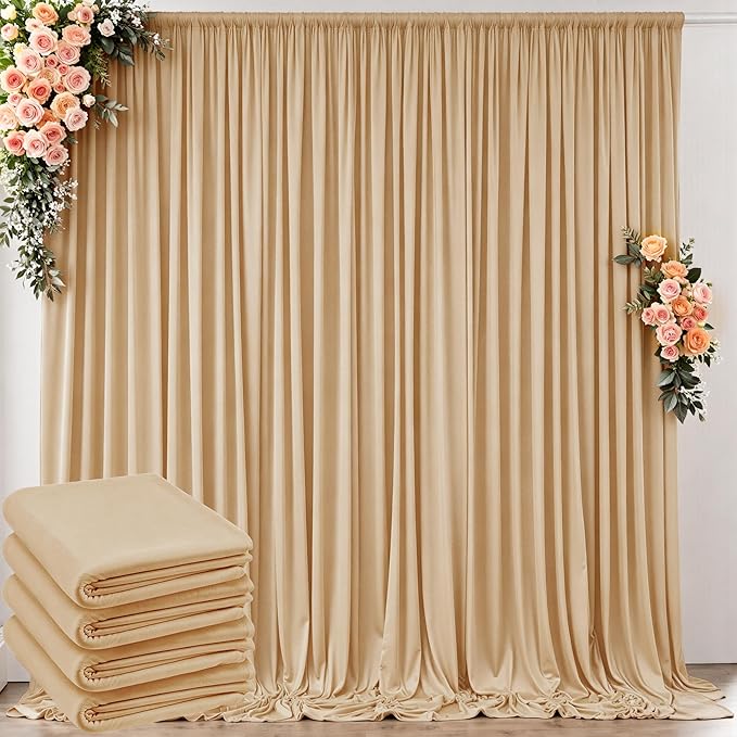 20 ft x 8 ft Thick Champagne Backdrop Curtain by Outpain