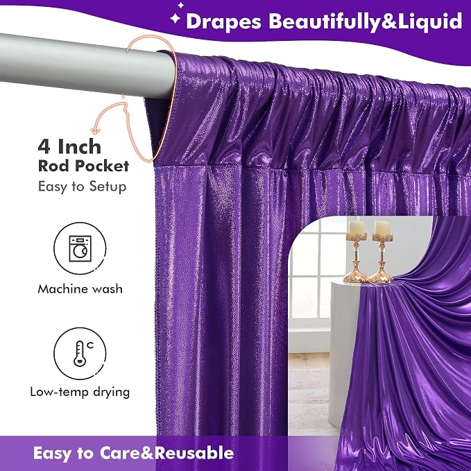 40ftx10ft Shimmer Purple Sequin Backdrop Curtain - Image 5