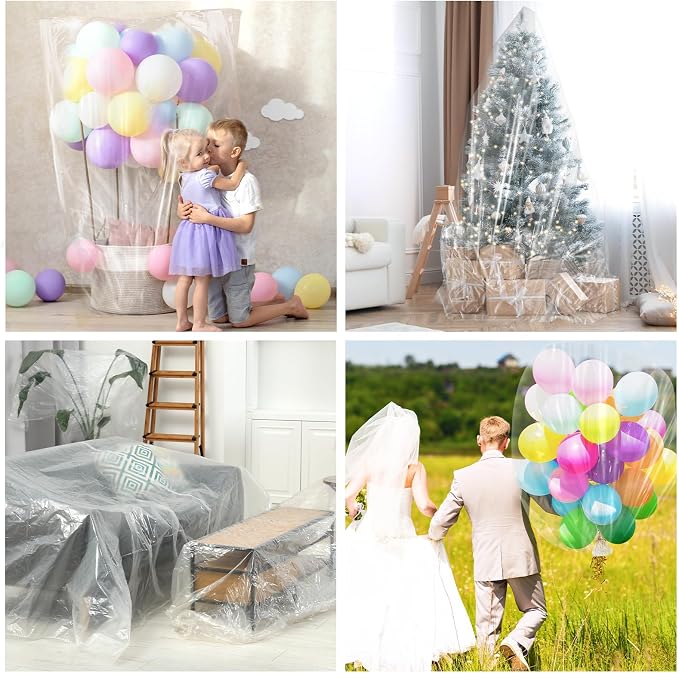 4Pcs Clear Balloon Drop Bag, Thickened Plastic Balloon Storage Bag Include 2Pcs - Image 7