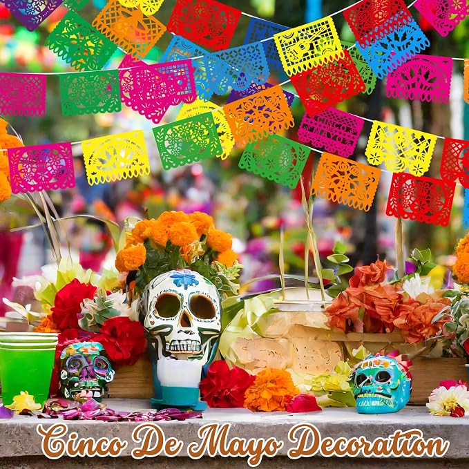 Boao 20 Packs 300 ft Mexican Party Decorations Fiesta Banner Plastic Papel - Image 4