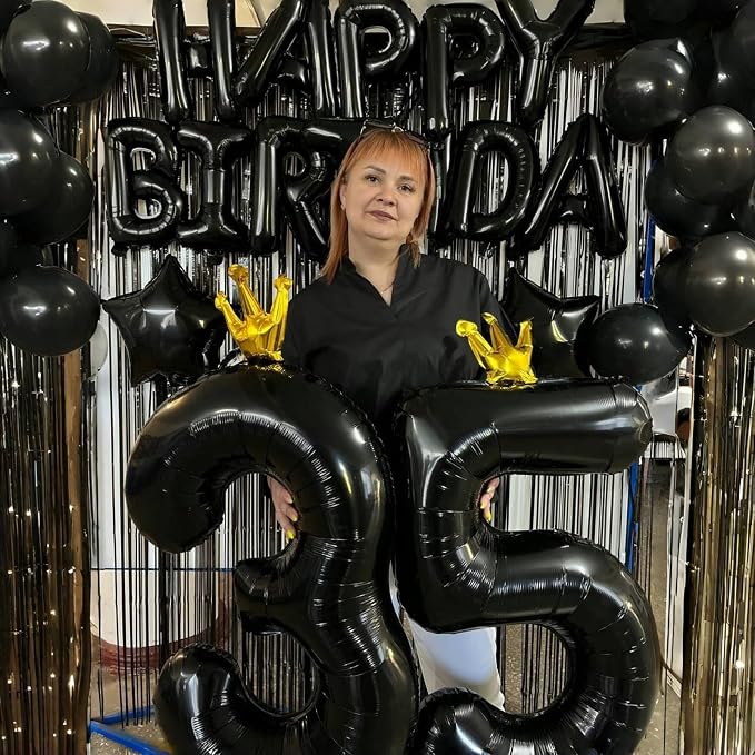 40 Inch 2nd Birthday Balloon Number, Crown Black Foil Giant Number Balloons 0-9 - Image 7
