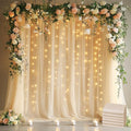 Tulle Backdrop Curtains with Lights Sheer Champagne Curtain Backdrop 30x8ft | by Fomcet