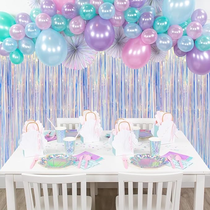 Voircoloria 2 Pack Iridescent Foil Fringe Curtains, Holographic Tinsel - Image 7