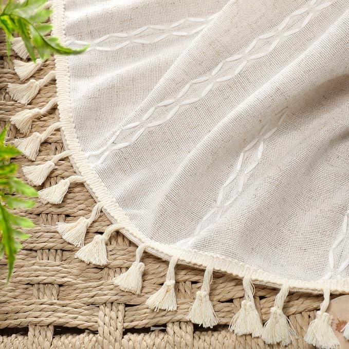 Ivory 100% Boho Blackout Curtains 84 Inch 2 Panels - Image 5