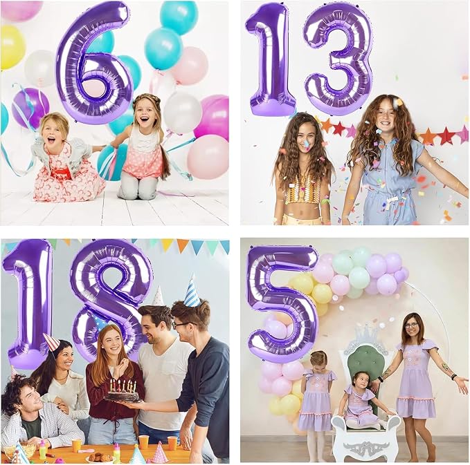 Purple Number Balloons, 40 Inch Purple Balloon 0.Birthday Decoration Children - Image 5