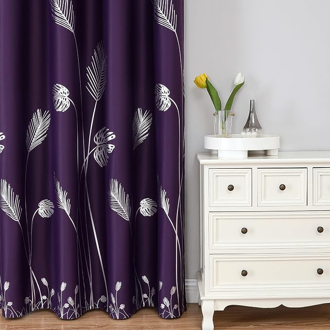 Purple Curtains Blackout Thermal Insulated Window Curtains Drapes - Image 2
