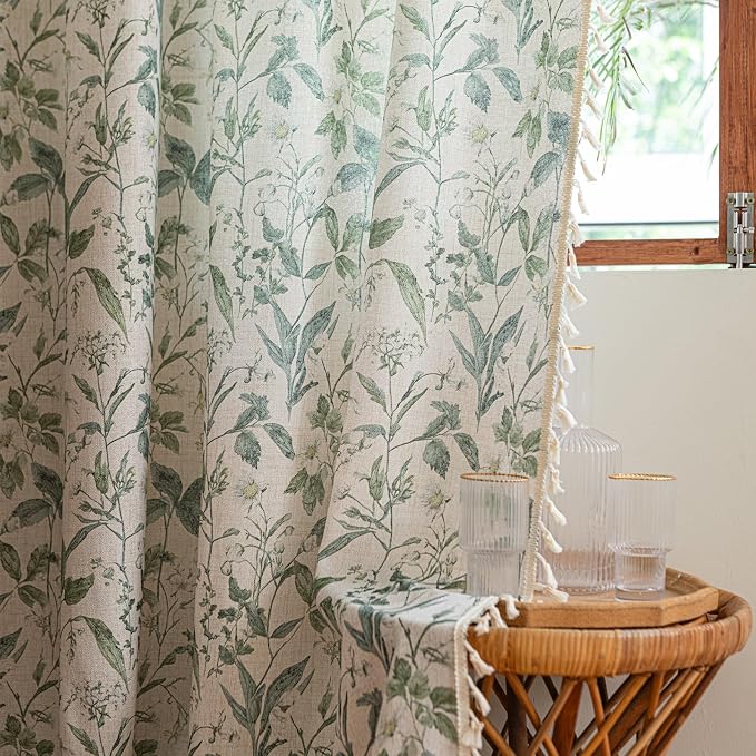 ENJOYBRIDAL Floral Curtains 63 Inches Long Semi Sheer Boho Drapes - Image 7