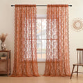 Rust Terracotta Lace Curtains 96 Inches Long 2 Panels Country Lace Sheer by FOLKSIDEHomeDecoration