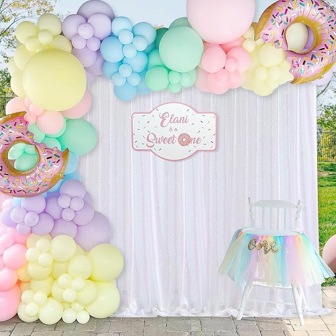 White Iridescent Sequin Curtains 10ftx10ft Photo Booths Backdrop | Photo - Image 2