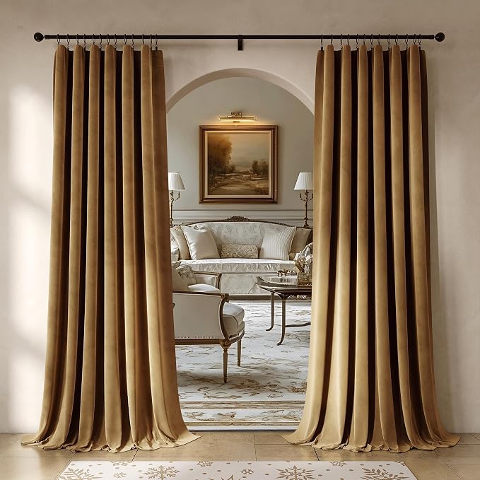Beauoop Brown Velvet Curtains for Bedroom Living Room 52x96 2 Panels | Soft by Beauoop