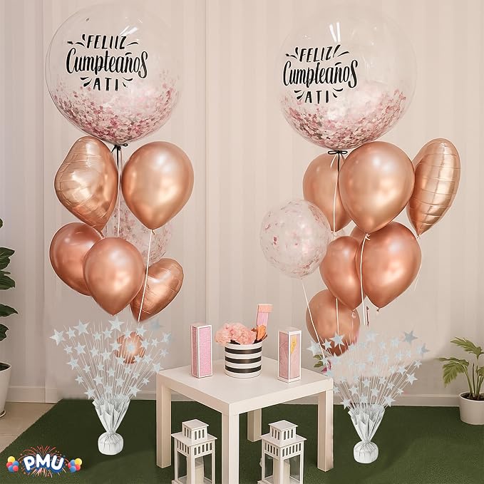 PMU Bursting Star Metallic Foil Spray Centerpiece- Silver Prismatic Balloon - Image 5