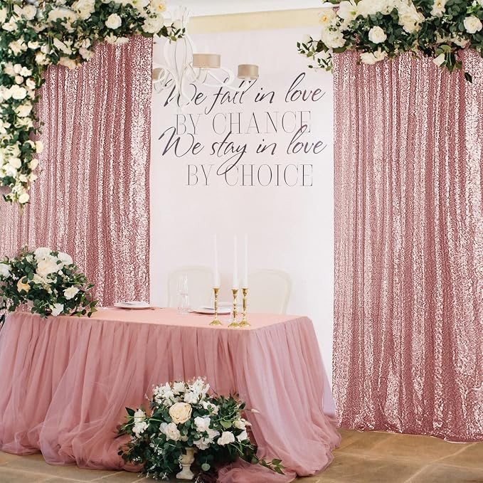 Hahuho Rose Gold Sequin Backdrop Curtain, Party Decoration（6 Panels, 2FT x 8FT - Image 7