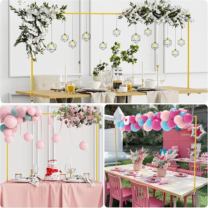 Over The Table Rod Stand with Clamps Gold Table Arch Banner Stand | Adjustable - Image 6