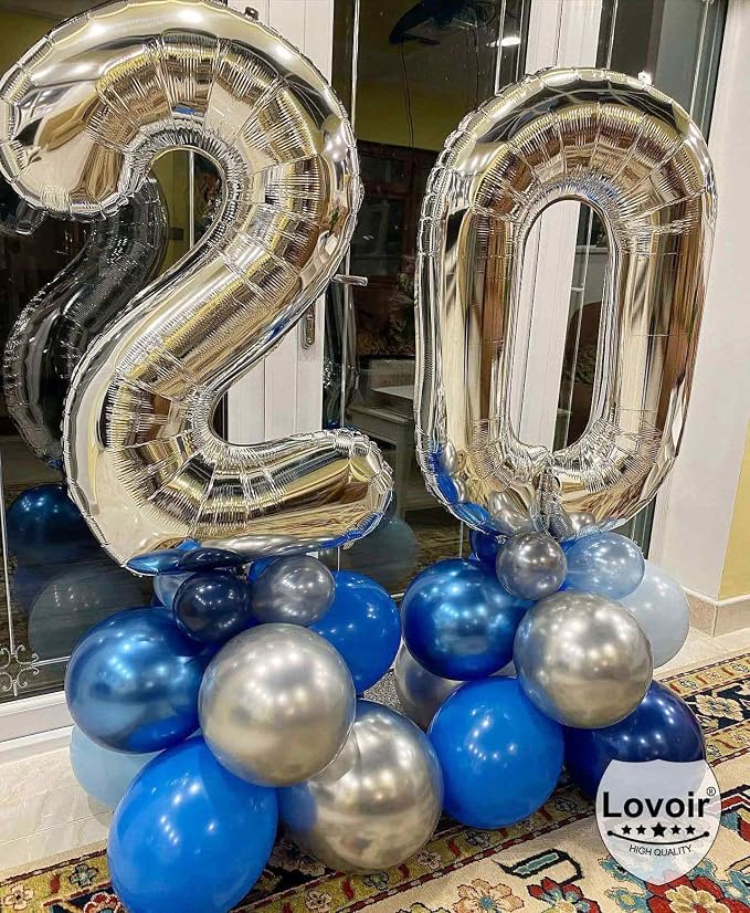 Silver 26 Number Balloons, 40 Inch Giant Number 26 Balloons Foil Mylar Helium - Image 4