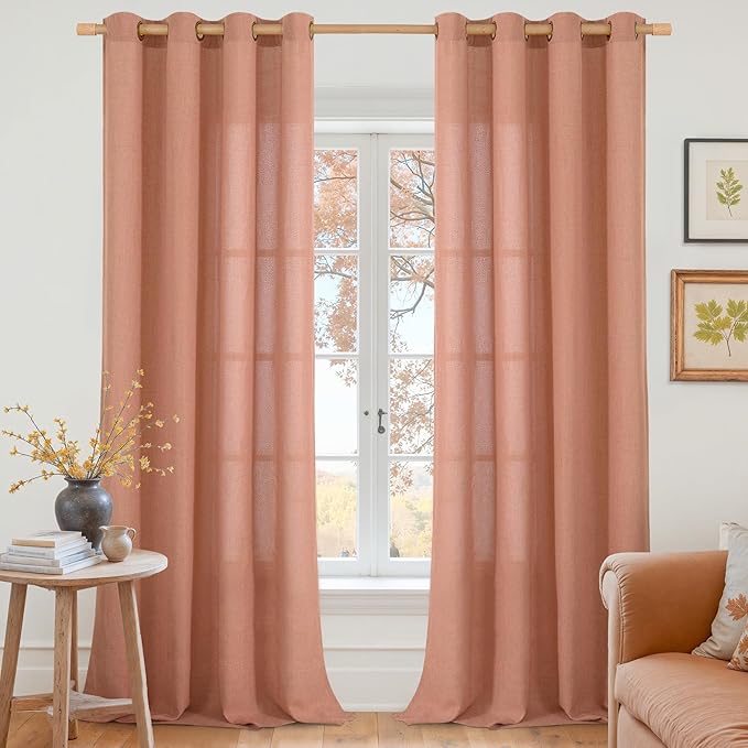 YoungsTex Terracotta Linen Curtains 95 Inch Length by YoungsTex