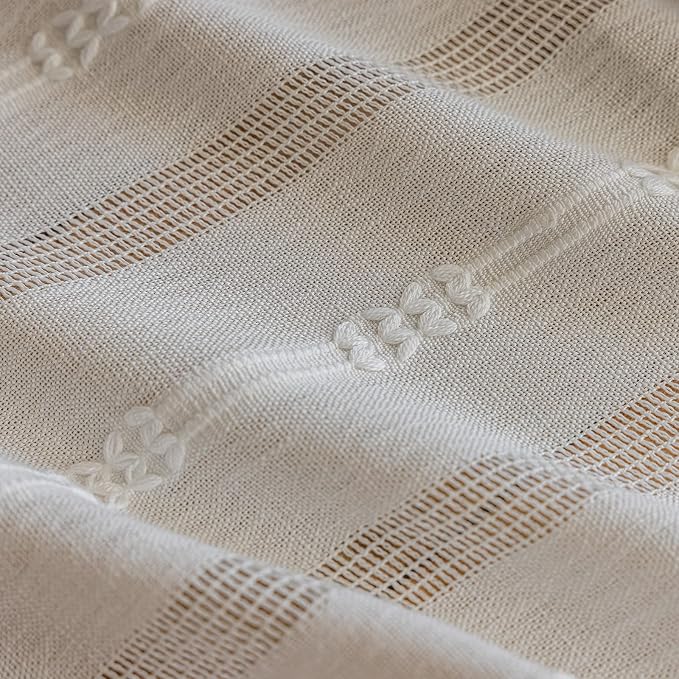 ENJOYBRIDAL Off White Curtains 84 Inch Length 2 Panels Boho Semi Sheer Drapes - Image 5