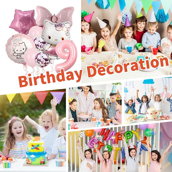 Cartoon Party Balloons, Cute Number 9 Balloon - Image 7