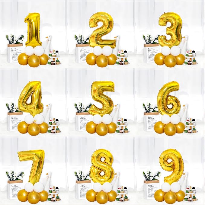 Gold Number Balloons Birthday Balloons - Image 5