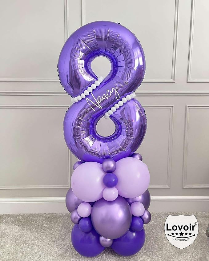 Purple Number 8 Balloons, 40 Inch Giant Number Balloons Foil Mylar Helium - Image 4