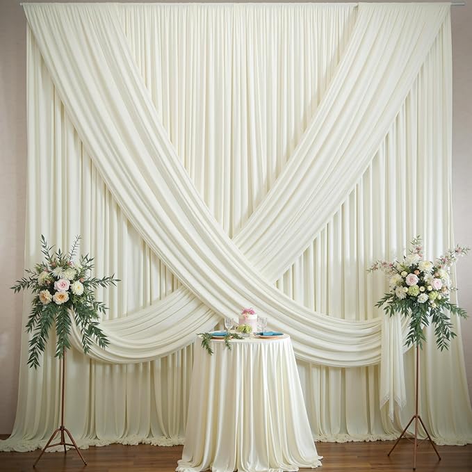 40×12ft Wrinkle Free Ivory Backdrop Curtain - Image 9