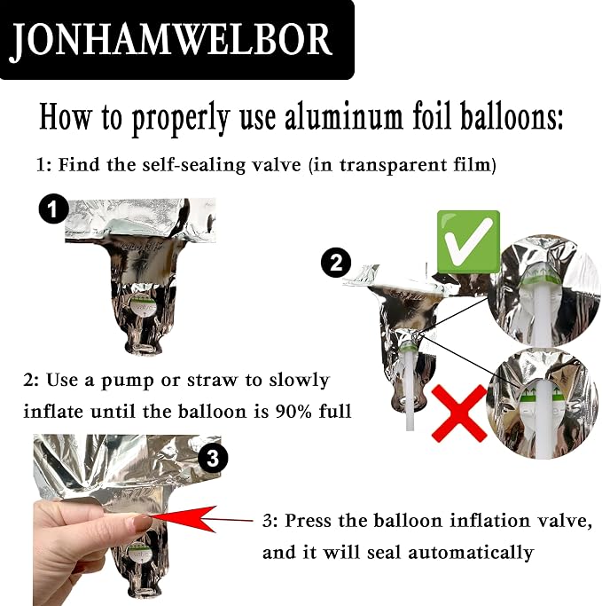 Jonhamwelbor 40 Inch Laser Silver Number 3 Balloon Foil Mylar Giant Balloon - Image 3