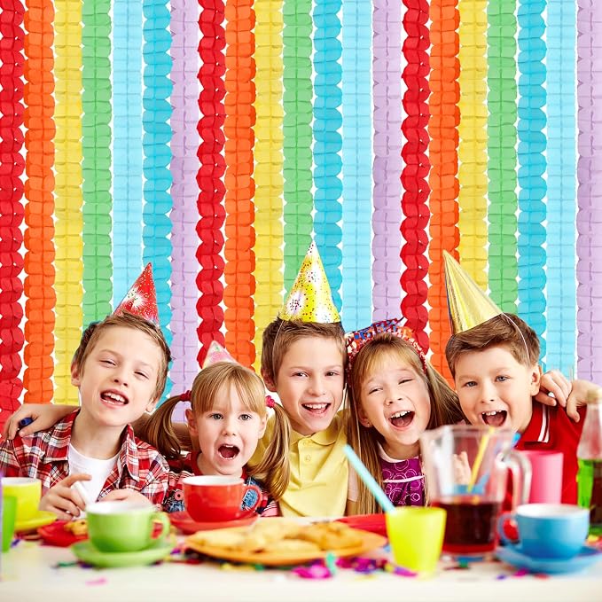 Rainbow Red-Orange Green-Blue Purple Streamers Garland - Image 7