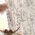 jinchan Black Floral Linen Curtains 45 Inch Vintage Back Tab 2 Panels | Light by JINCHAN