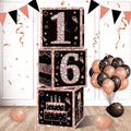 Eiurteao 3pcs Rose Gold 16th Birthday Decorations Boxes by Eiurteao