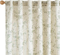Green Vintage Floral Linen Curtains Farmhouse 50W X 84L 2 Panels | Elisa Series by Lazzzy