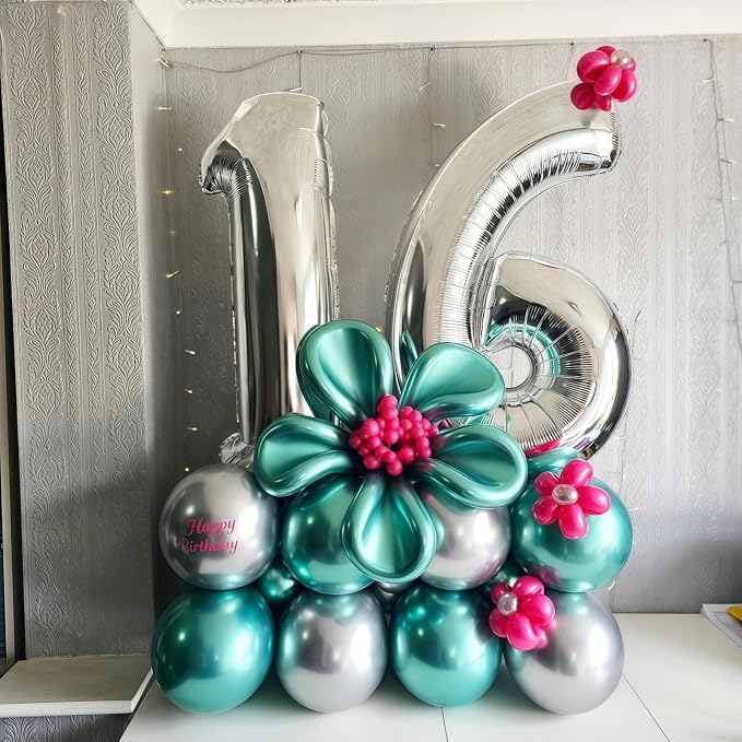 26 Balloons Number, Giant Silver Number 2 & 6 Helium Foil Balloon - Image 6
