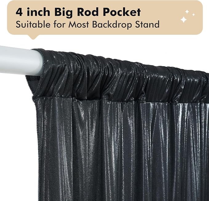 20ftx10ft Shimmer Black Sequin Backdrop Curtain - Image 7