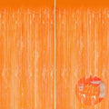 Orange Metallic Tinsel Foil Fringe Curtains, 2 Pack 3.3x8.3 Feet Party Streamer by NUWDHP
