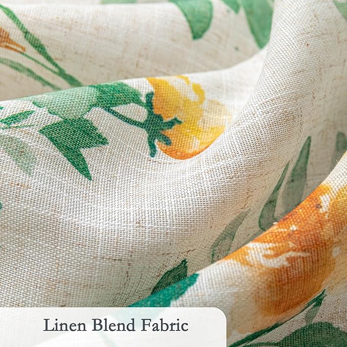 MYSKY HOME Floral Linen Door Curtains Green Farmhouse Privacy Door Window - Image 6
