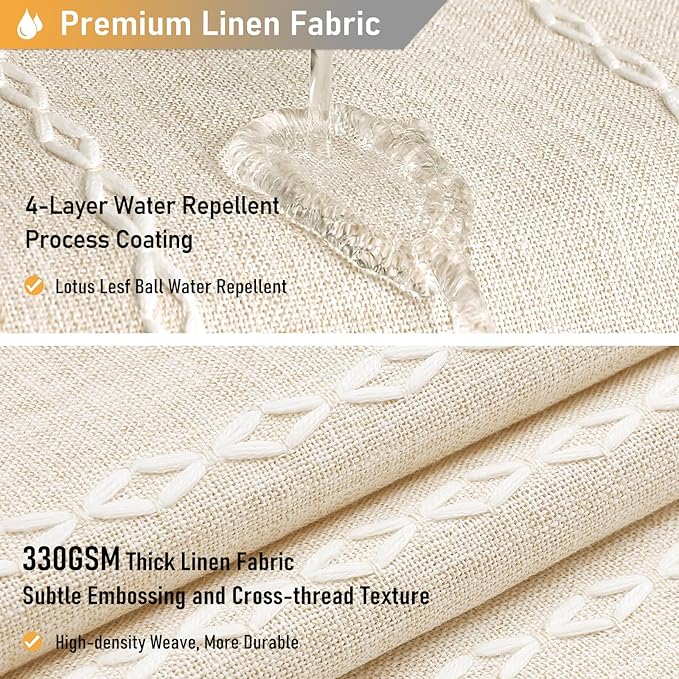 Small Boho Linen Heavy Duty Cloth Shower Curtain, Cream/Beige | Stall Size - Image 4